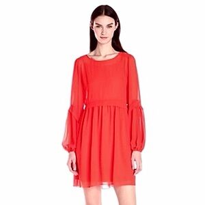 Erin Fetherston Orange Bell Long Sleeve Dress